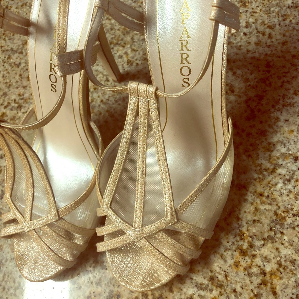 Gold Glitter Heels, Size 9